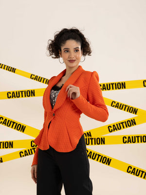 TANDUL Women Elegant Orange Blazer