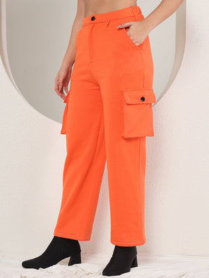 TANDUL  Women Regular Fit Orange Lycra Blend Trousers