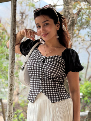 TANDUL Women stunning checked Crop Top
