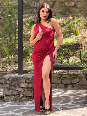 TANDUL Women Exquisite High Slit Maroon Dress