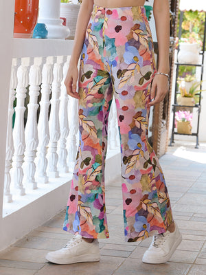 TANDUL Multicolor Floral Printed Trouser