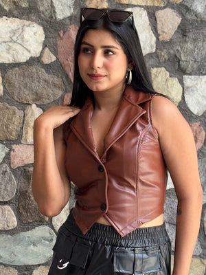 TANDUL Solid Brown Women Waistcoat