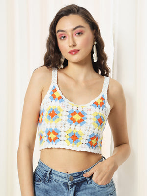 TANDUL  Casual Sleeveless Printed Women Multicolor Top