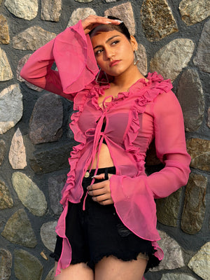 TANDUL Women Exquisite Pink Frill Top