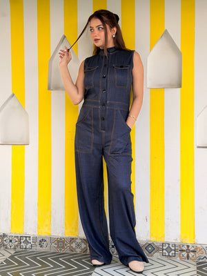 TANDUL Women Stunning Denim Printed Jumpsuit