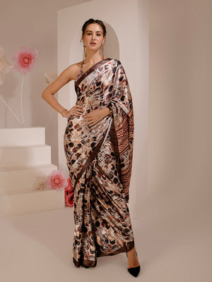ELTIRE Exquisite Printed Satin Saree