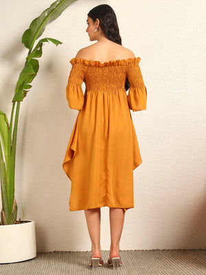 TANDUL  Women Gathered Yellow Dress