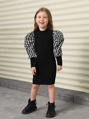 TANDUL Girls Above Knee Casual Dress (Multicolor, Full Sleeve)
