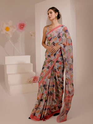 ELTIRE Exquisite Printed Bollywood Style Georgette Saree