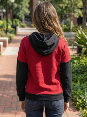 TANDUL Women Stylish Maroon and Black Hoodie