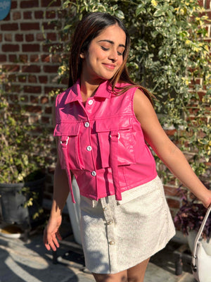 TANDUL Women Pink Leather Jacket