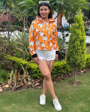 TANDUL Women Yellow Printed Hoodie