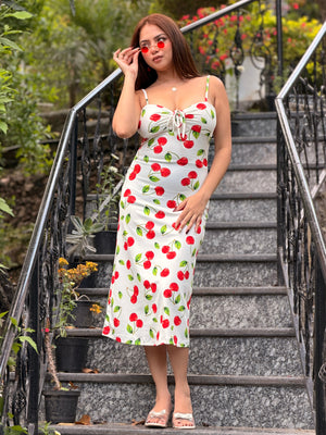 TANDUL Women Charming Cherry Printed Dress