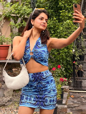 TANDUL Women Stunning Blue and Black Printed Co-ord Set