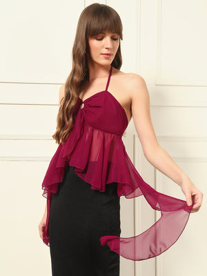 TANDUL Purple Ruffle Detailed Top