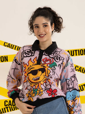 TANDUL Pink Printed Casual Sweatshirt