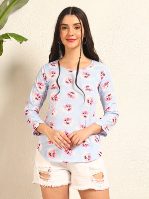 TANDUL  Casual Regular Sleeves Floral Print Women Multicolor Top
