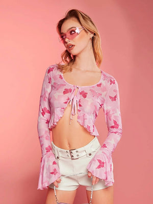TANDUL  Casual Bell Sleeves Printed Women Multicolor Top