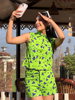 TANDUL Women Neon Green Printed Co-ord Set