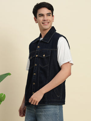 TANDUL Mens's Denim Sleeveless Jacket
