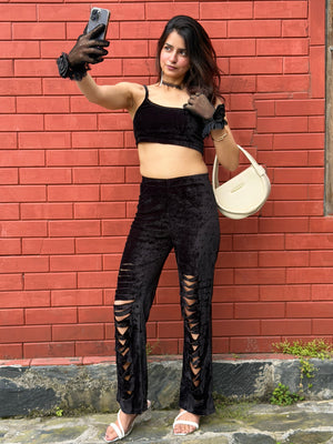 TANDUL  Women Two Piece Dress Black Co-ord Set