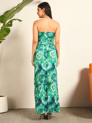 TANDUL Women Stunning Green Tie-dye Dress