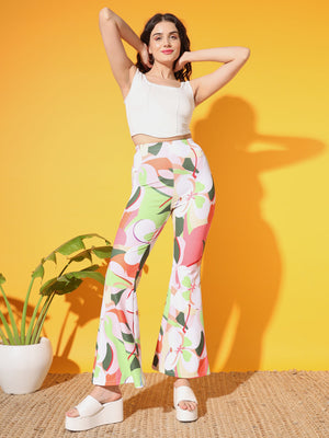 TANDUL  Women Regular Fit Multicolor Lycra Blend Trousers