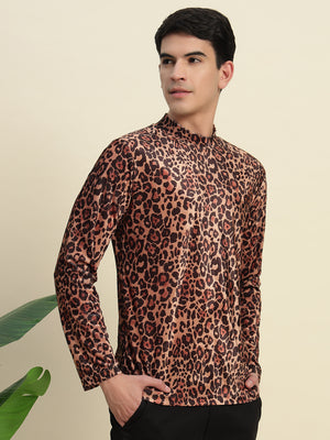 TANDUL Leopard Printed Men's Highneck