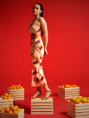 TANDUL  Women Bodycon Orange Dress