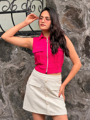 TANDUL Women Chic Fuchsia Pink Top