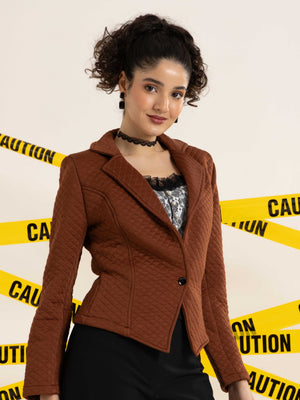 TANDUL Women Elegant Brown Blazer