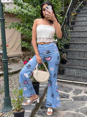TANDUL Flared Fit Women Denim Printed Trousers