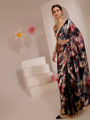 ELTIRE Exquisite Printed Bollywood Style Satin Saree