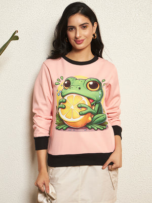 TANDUL Women Charming Frog Sweatshirt