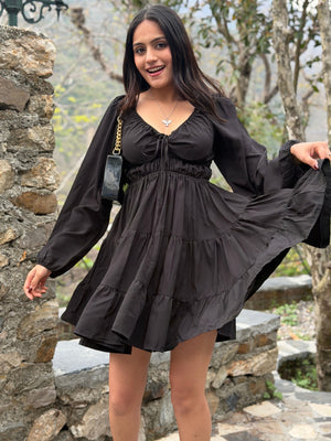 TANDUL  Women Fit and Flare Black Dress