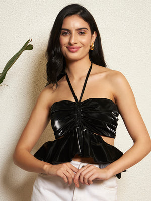 TANDUL Women Elegant Black Crop Top