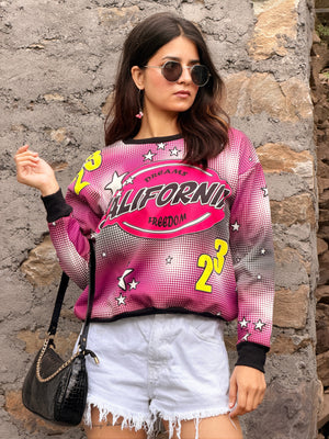 TANDUL Women Purple Printed Round Neck Sweatshirt