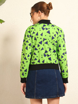 TANDUL Women Striking Neon Green and Black Sweatshirt