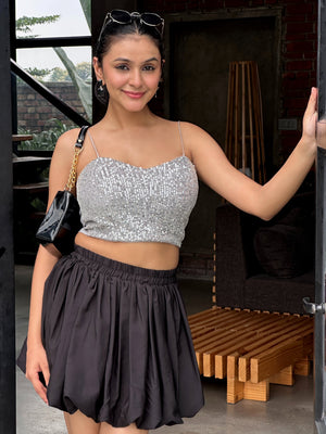TANDUL Women Black Balloon Skirt