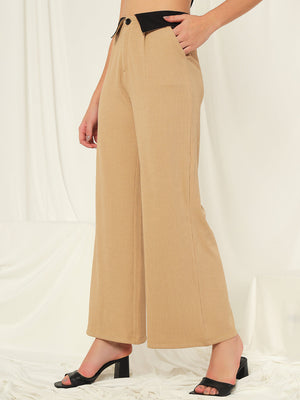 TANDUL  Women Regular Fit Beige Lycra Blend Trousers