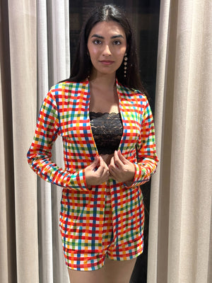 TANDUL Vibrant Multicolor Checkered Co-ord Set