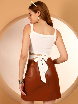 TANDUL  Casual Sleeveless Solid Women White Top