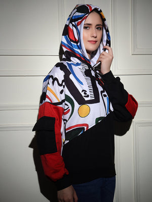 TANDUL  Women Full Sleeve Printed Hooded Sweatshirt