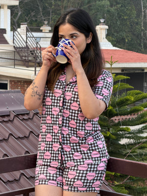 TANDUL Women Stylish Checkered Nightsuit