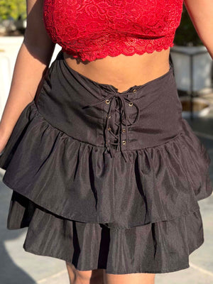 TANDUL Women Stunning Black Ruffled Skirt