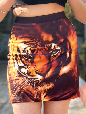 TANDUL Women Stunning Tiger Printed Skirt