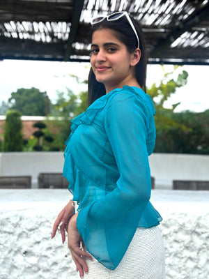 TANDUL Women Skyblue Georgette Top