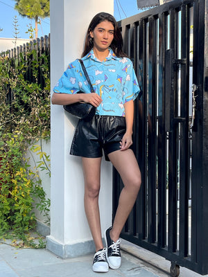 TANDUL Women Skyblue Printed Shirt