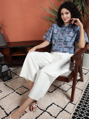 TANDUL Women Printed Blue  Shirt