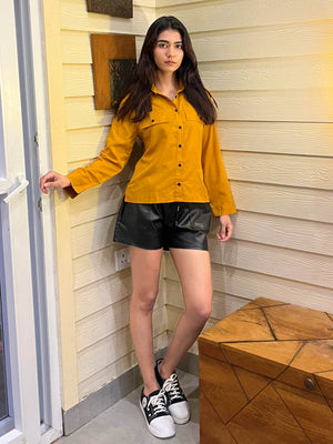 TANDUL Full Sleeve Solid Yellow Women Shirt